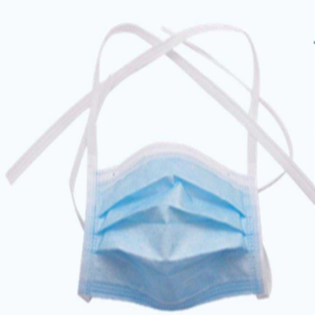 3-Ply Face mask with tie, Blue