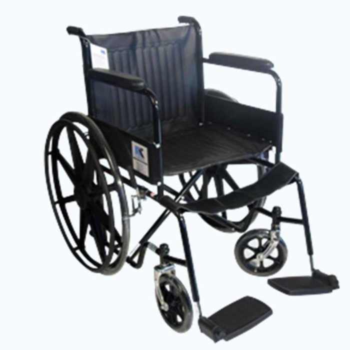 Wheelchair 18″ seat fixed armrest and footrest w/mag wheels